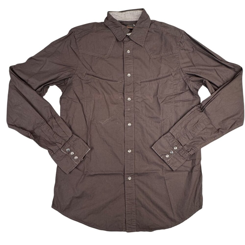 Ben Sherman Mens S Brown Long Sleeve Pearl Snap Shirt Western Cowboy *Read - Picture 1 of 15